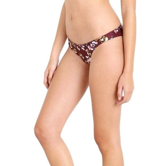 Beach Riot Bikini Bottom Women XS Crimson Floral Claro‎ Sandy Bottom Swim Beach - Picture 1 of 9